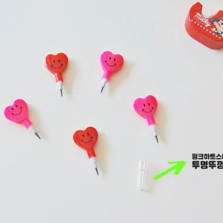 [BUNJANG] Pink Heart Pencil Set - 7 Piece Bundle / [미사용 새상품] 핑크 하트 스파일 연필 7개 일괄