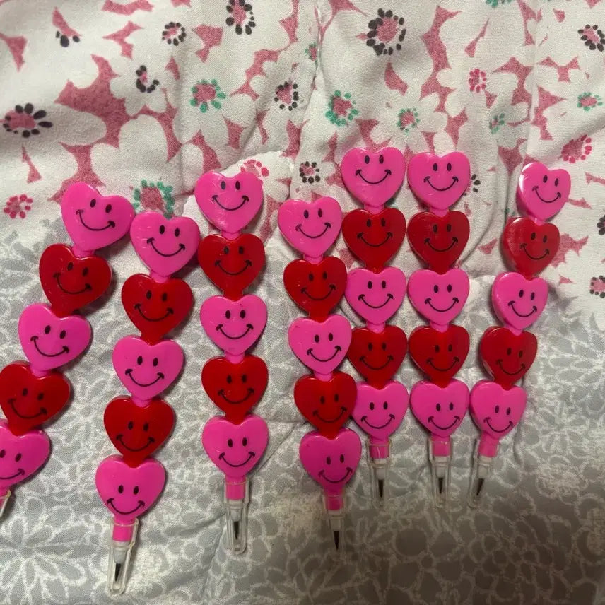 [BUNJANG] Pink Heart Pencil Set - 7 Piece Bundle / [미사용 새상품] 핑크 하트 스파일 연필 7개 일괄