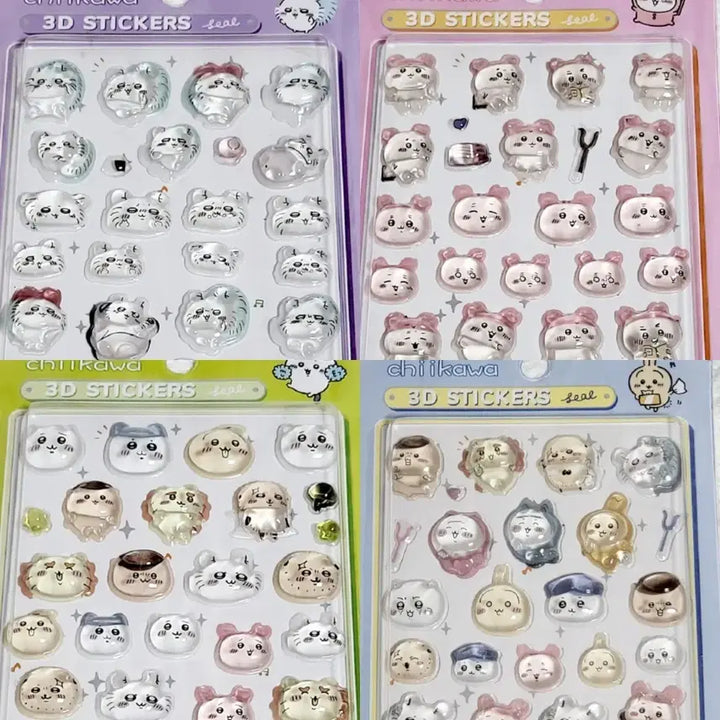 [BUNJANG] Chiikawa Bonbon Drop 3D Sticker Set (Momonga, Kani, Usagi, Hachiware, Rakko) / 세트)치이카와 봉봉드롭 3d입체스티커 모몽가 카니 우사기 하치와레 랏코