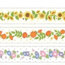 [BUNJANG] KomaMeringo Sunflower, Trumpet Creeper, Morning Glory Washi Tape Set / 코마메링고 덩굴마테 해바라기 능소화 나팔꽃 마테띵