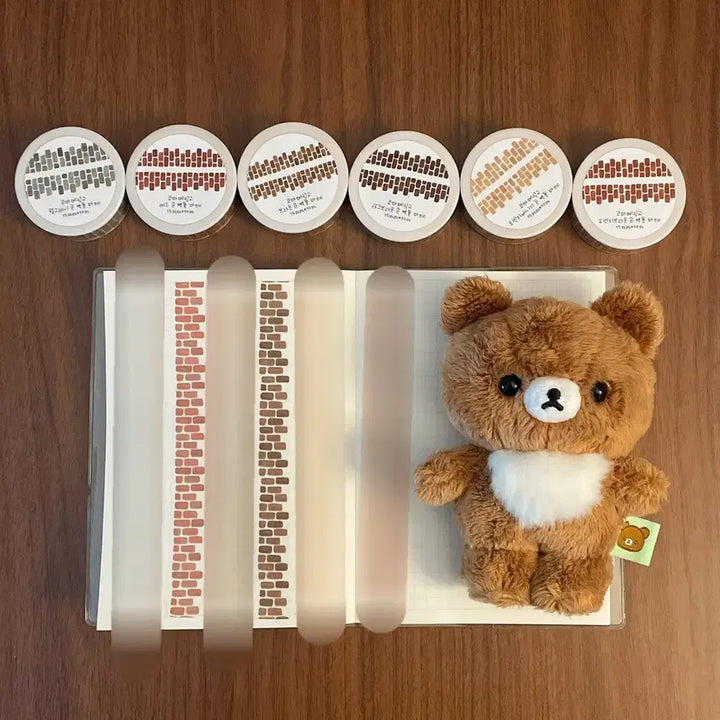 [BUNJANG] Komamerringo Large Brick Washi Tape - Red &amp; Dark Brown (2m) / 코마메링고 큰 벽돌 마테 레드 다크브라운