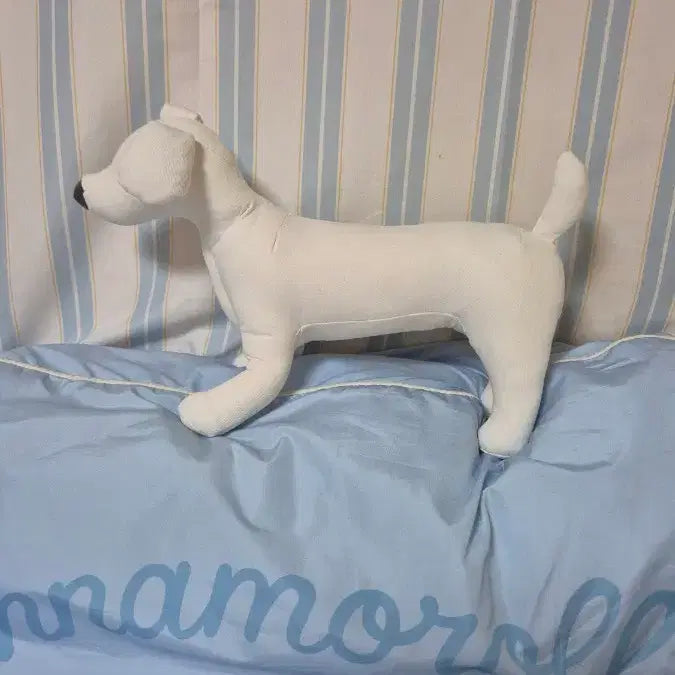 [BUNJANG] White Fabric Puppy Plush Toy - New / 강아지 인형 화이트 패브릭 새상품