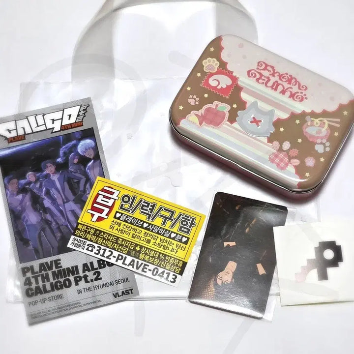 [BUNJANG] PLAVE Eunho Birthday Cookie Tin Case Lucky Draw Photocard Sticker Set / 플레이브 십카페 은호 생일 쿠키 틴케이스 럭드 포카 스티커 비닐 예준