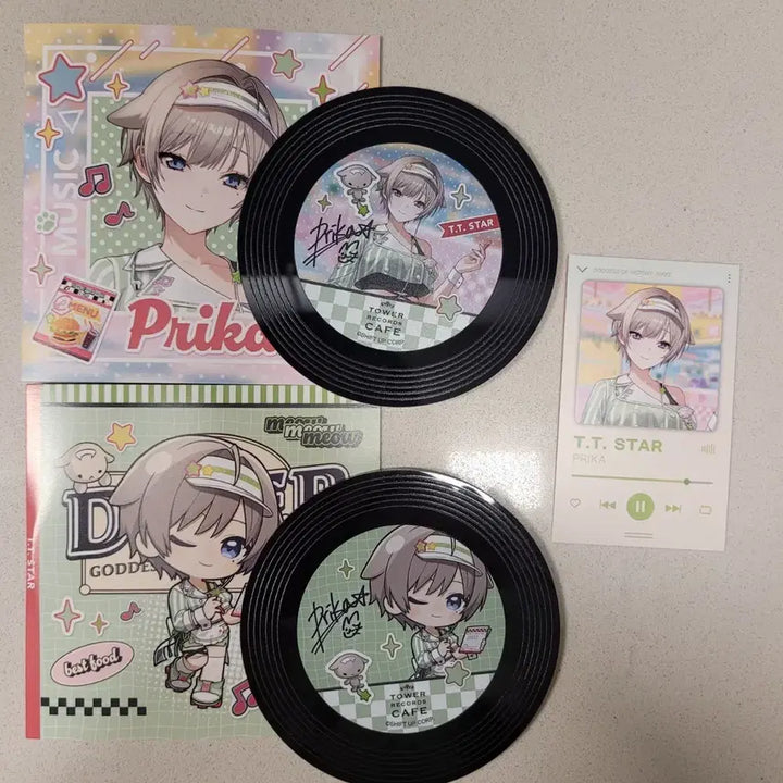 [BUNJANG] Nikke TT Star Tower Record Cafe Coaster + Photocard Set / 니케 TT STAR 타워 레코드 카페 레코드 코스터 + 포카