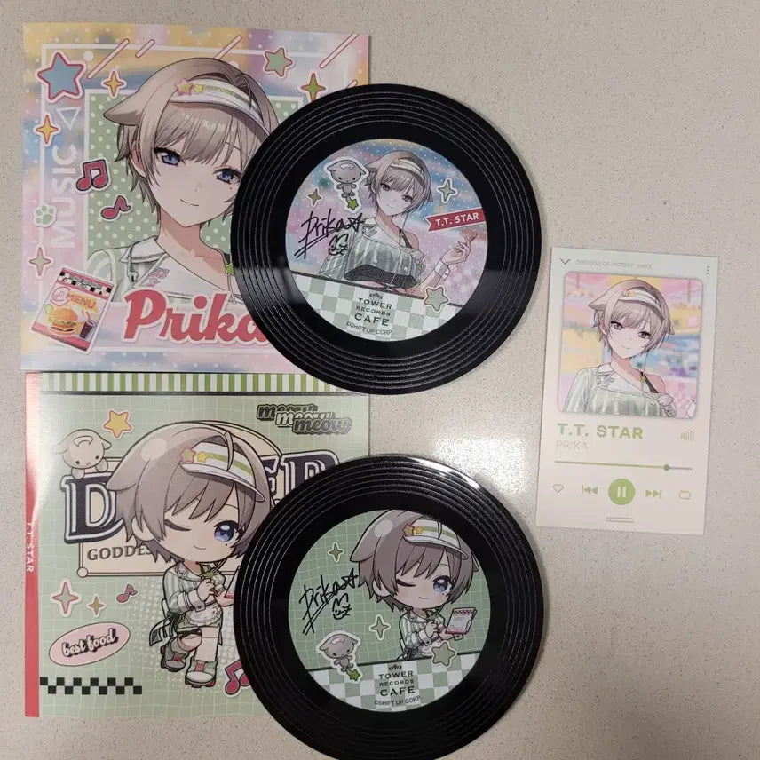 [BUNJANG] Nikke TT Star Tower Record Cafe Coaster + Photocard Set / 니케 TT STAR 타워 레코드 카페 레코드 코스터 + 포카