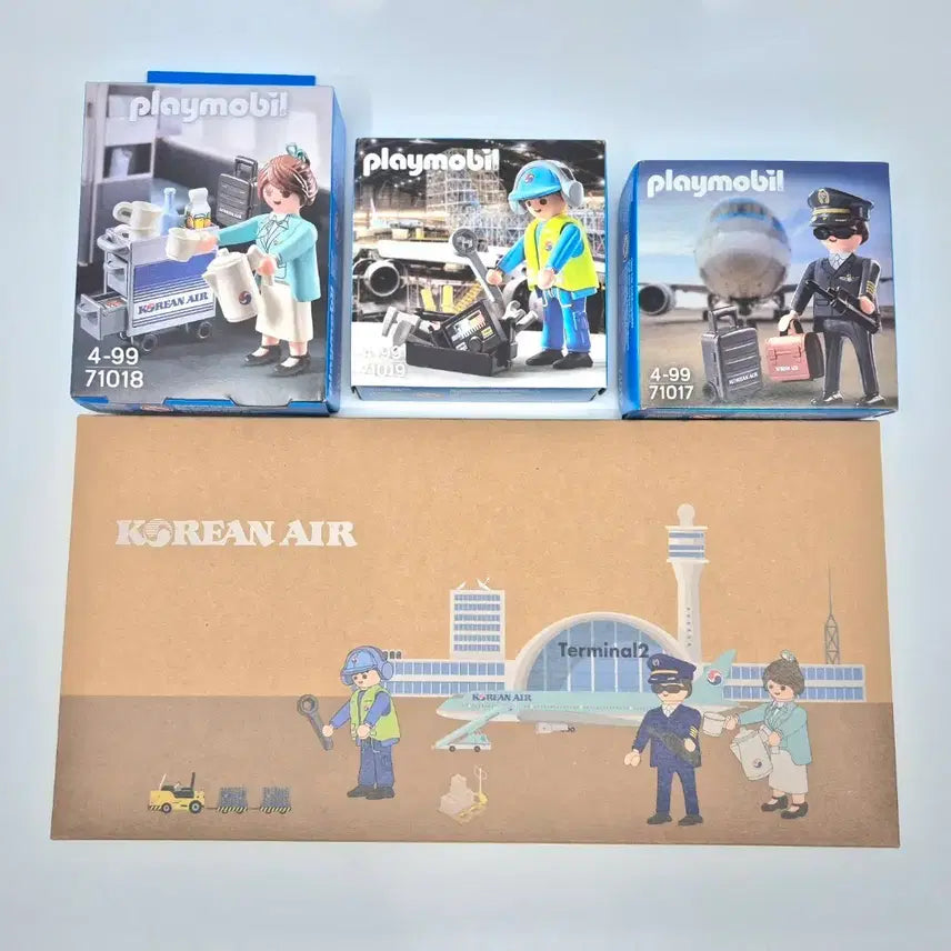 [BUNJANG] Playmobil Korean Air Collaboration 3-Set + Exclusive Display Plate / 플레이모빌 대한항공 콜라보 3종 세트 + 전용플레이트
