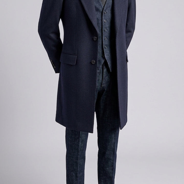 [BUNJANG] And Z by ZIOZIA Cashmere 100% Single-Breasted Peak Lapel Coat - Phantom Navy / And Z / 앤드지 와이드 피크드 캐시미어100% 싱글 코트 / 100