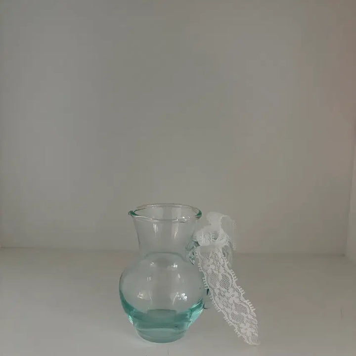 [BUNJANG] Vintage Mini Glass Jug (Vase) with Lace Ribbon / 빈티지 미니 글라스 저그(화병)
