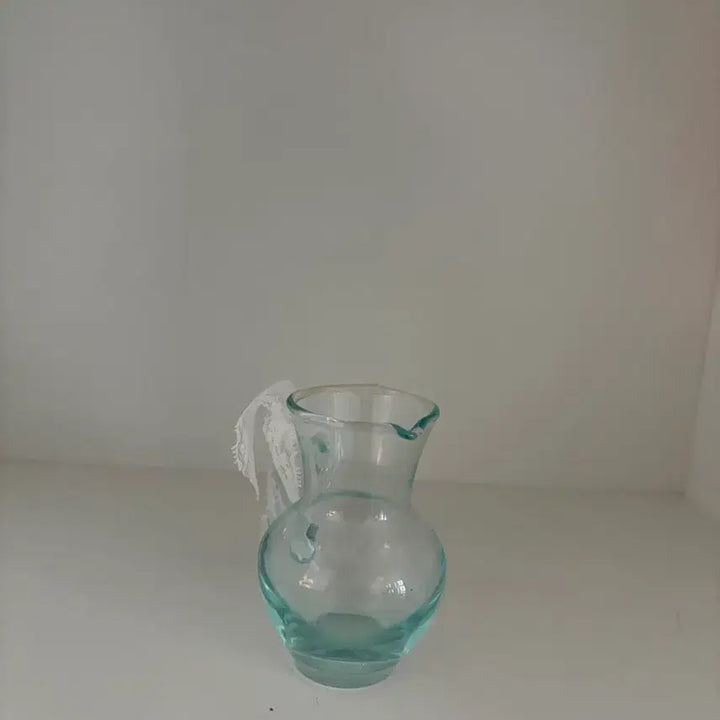 [BUNJANG] Vintage Mini Glass Jug (Vase) with Lace Ribbon / 빈티지 미니 글라스 저그(화병)