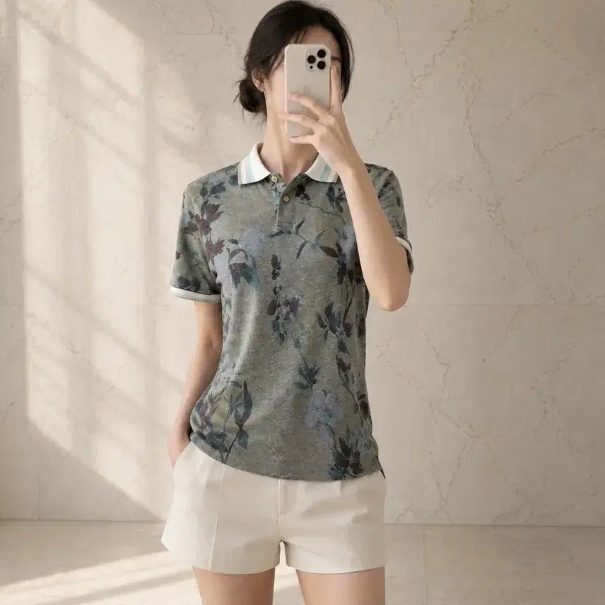 [BUNJANG] Etro Flower Pattern PK Short Sleeve T-Shirt / (정품) ETRO 플라워 패턴 PK 반팔 티셔츠 / S (44)