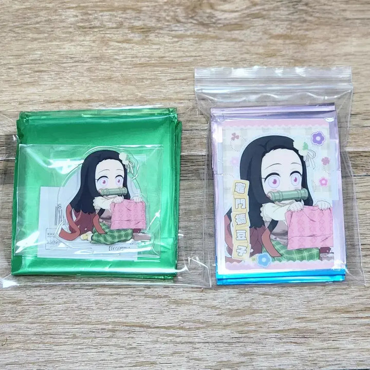 [BUNJANG] Demon Slayer Nezuko Handmade Club Acrylic &amp; Patchwork Style Cheki Figure Set / 귀멸의 칼날 네즈코 핸드메이드 클럽 아크릴+패치워크풍 체키 피규어