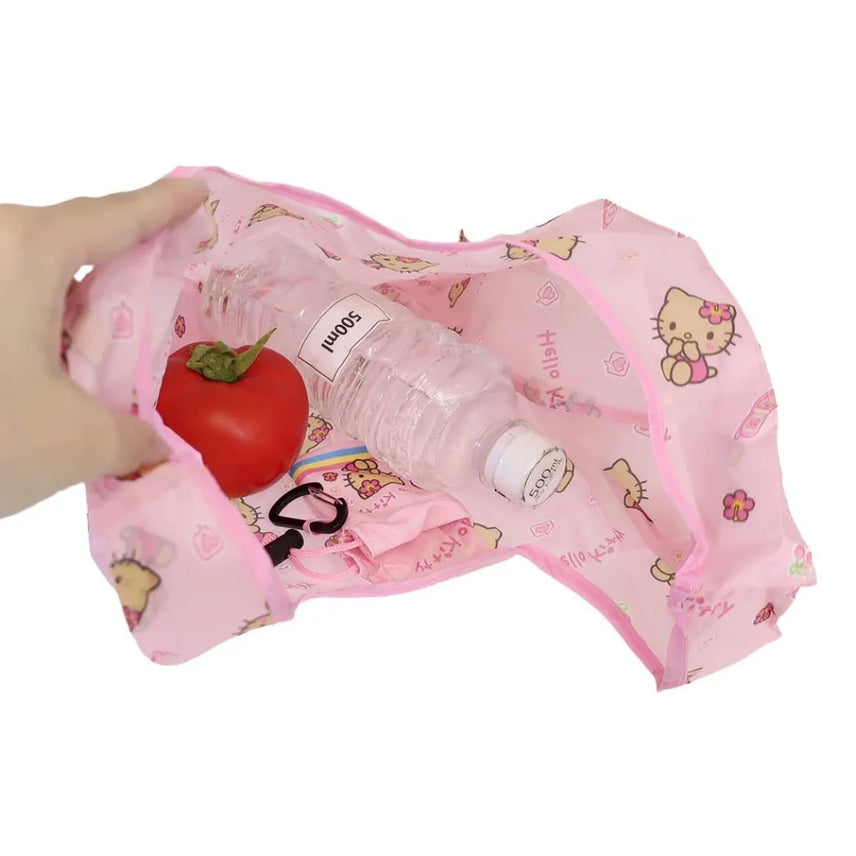 [BUNJANG] Sanrio Tanning Hello Kitty Eco Bag with Storage Pouch Pink / [26년신상]산리오 태닝키티 장바구니 헬로키티 에코백 수납파우치포함 핑크