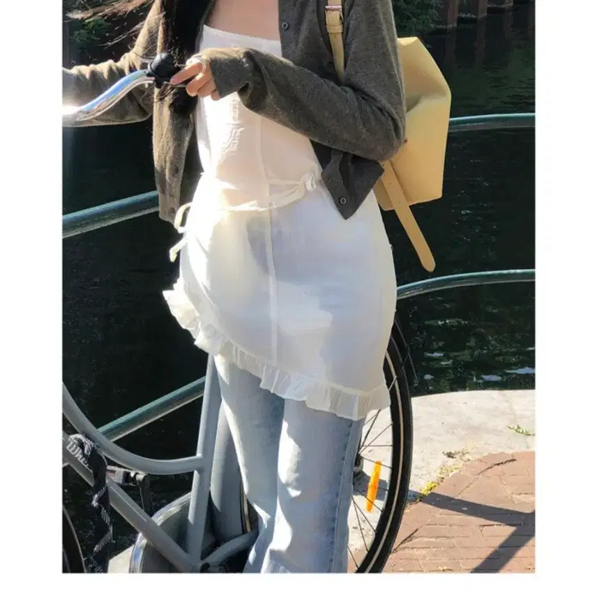 [BUNJANG] Aneii Layered Asymmetrical Dress Milk Cream / (새상품)언더비 메이비 Aneii 언발 레이어드 원피스