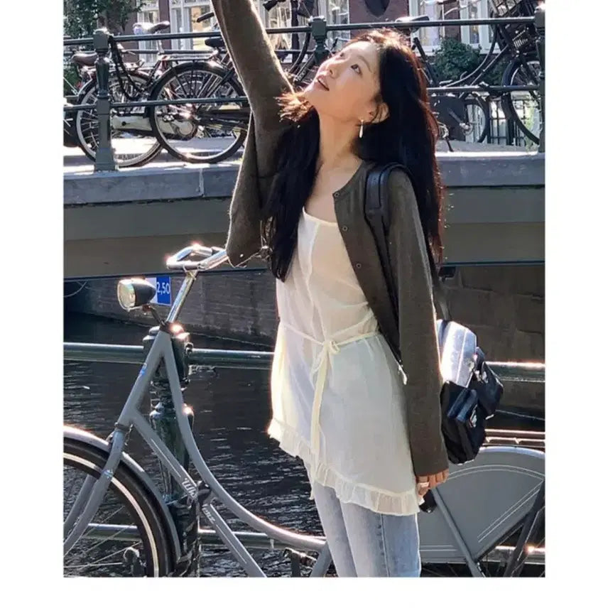[BUNJANG] Aneii Layered Asymmetrical Dress Milk Cream / (새상품)언더비 메이비 Aneii 언발 레이어드 원피스