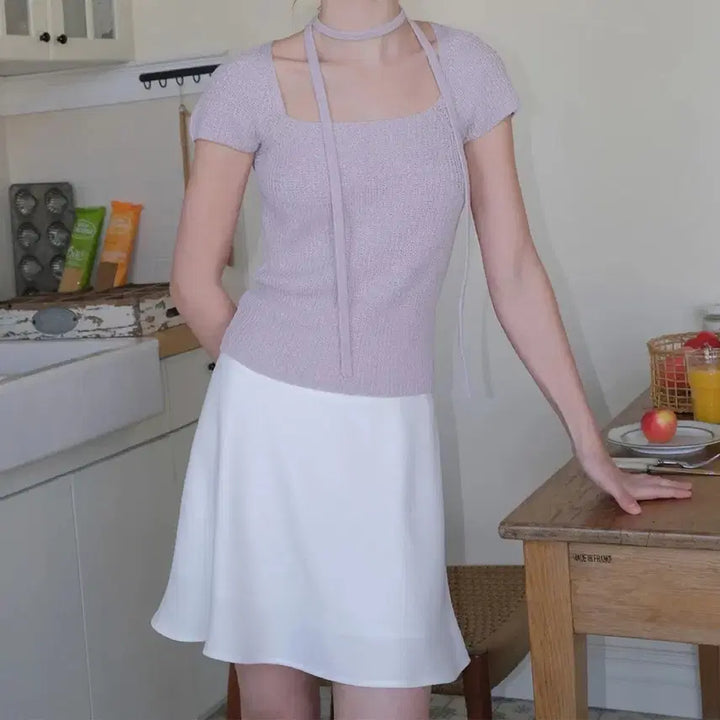 [BUNJANG] For You On Lena Jacquard Mini Skirt White S / 포유온 레나 자카드 미니스커트 화이트 S