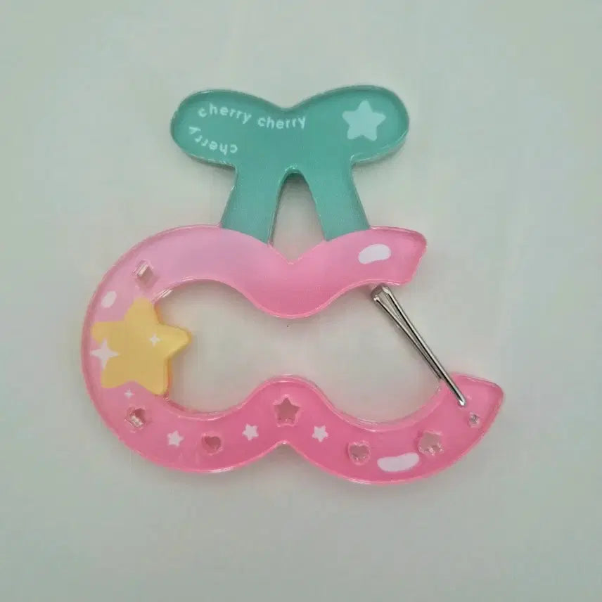 [BUNJANG] Cherry Charm Pink Acrylic Carabiner Keychain / 체리 키링 핑크 아크릴 카라비너