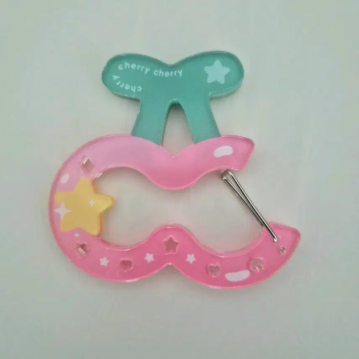 [BUNJANG] Cherry Charm Pink Acrylic Carabiner Keychain / 체리 키링 핑크 아크릴 카라비너