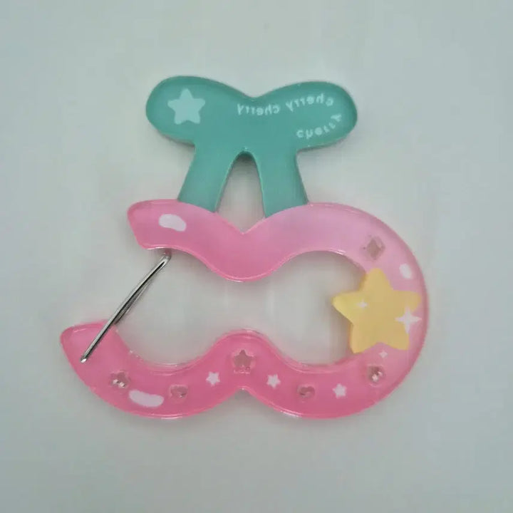 [BUNJANG] Cherry Charm Pink Acrylic Carabiner Keychain / 체리 키링 핑크 아크릴 카라비너