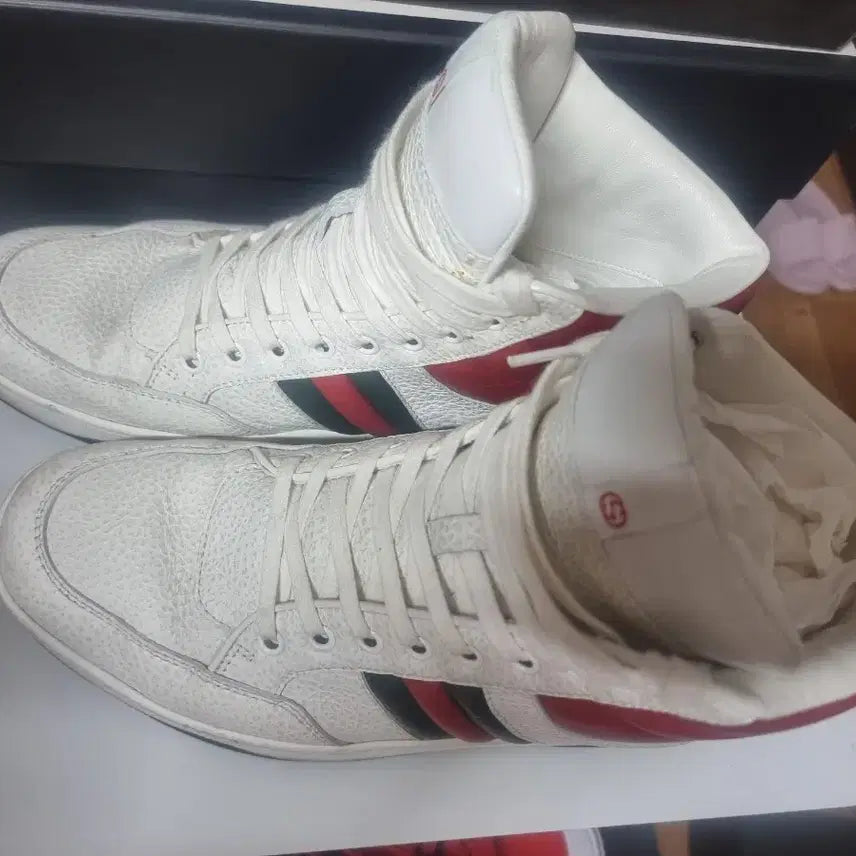 [BUNJANG] Gucci White Leather High-Top Sneakers Size 37 / 구찌 화이트 레더 하이탑 스니커즈