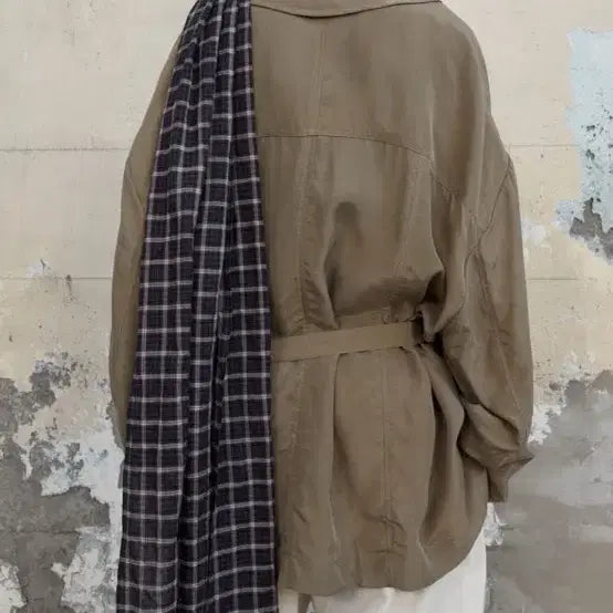 [BUNJANG] Ethos Cupro Strap Jacket Light Khaki / 새)에토스 큐프라 스트랩 자켓 라이트 카키