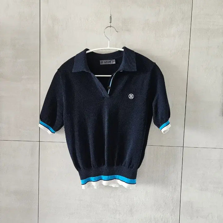 [BUNJANG] G/Fore Genuine Short Sleeve Knit Navy Color Block S / 지포어 정품s 반팔 니트 네이비 배색 포인트