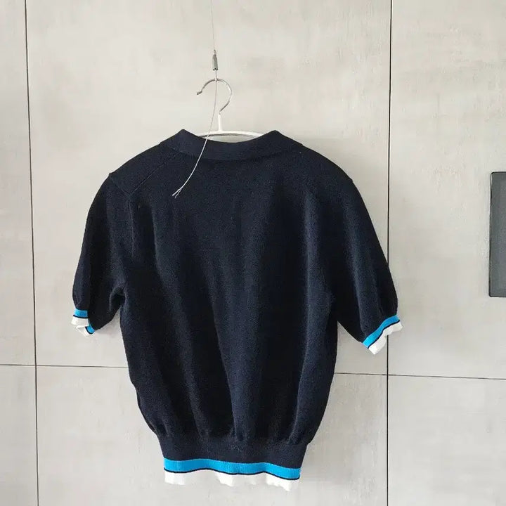 [BUNJANG] G/Fore Genuine Short Sleeve Knit Navy Color Block S / 지포어 정품s 반팔 니트 네이비 배색 포인트