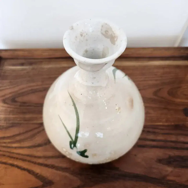 [BUNJANG] Late Joseon Dynasty Cheongsong Kiln Water Dropper with Rain Scene / 골동품 조선시대 말기 비 내린 경치의 청송가마 주병