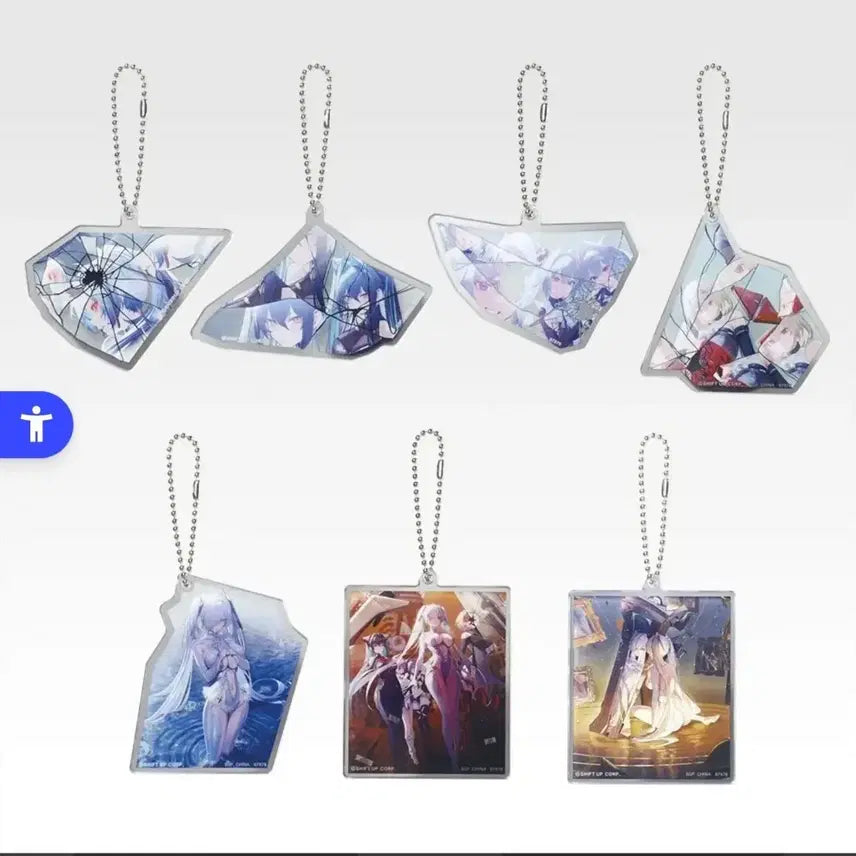 [BUNJANG] Nier: Automata Chapter 6 H-Character Acrylic Mirror Keyring Set (7 Types, Sealed) / 니케 챕터6 H상 아크릴 미러 키링 7종 세트 미개봉 택포3.5