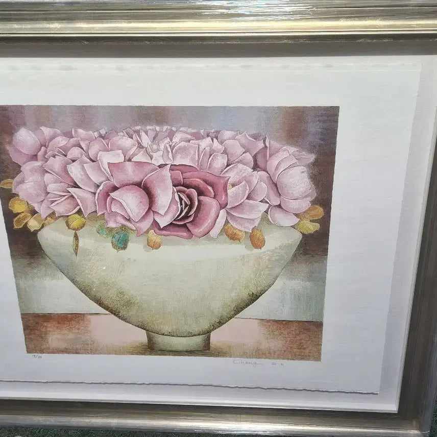 [BUNJANG] Jang Doo-heon "Vase and Roses" Oil Painting (Framed) / 한국 근현대 미술의 원로 작가인 장두건 화백의 작품