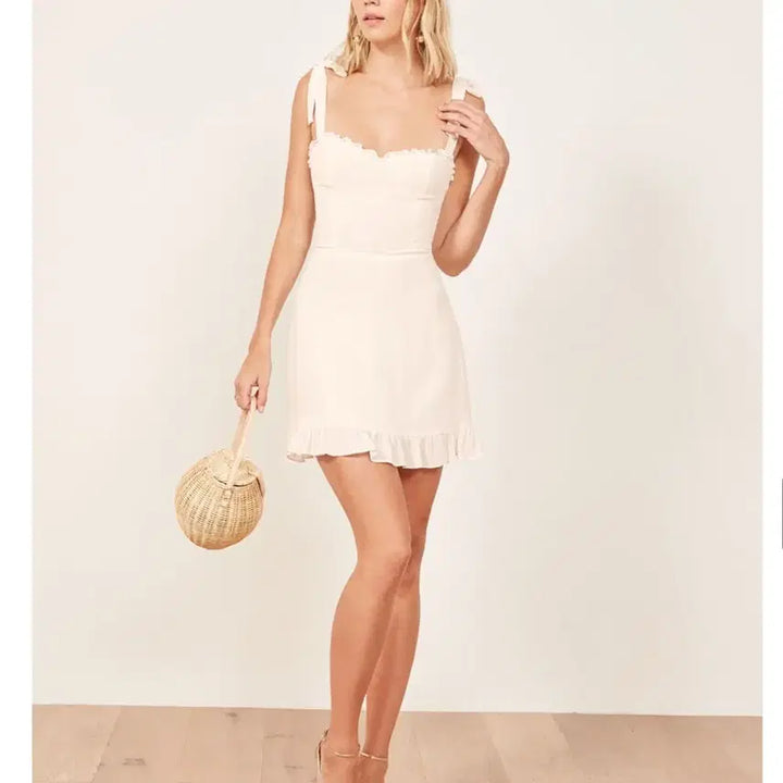 [BUNJANG] Reformation Ivory White Christine Mini Dress / 최종가*리포메이션 Reformation 아이보리 화이트 크리스틴 미니