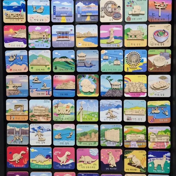 [BUNJANG] Wooden Travel Magnets (Set of 174) / 마그넷