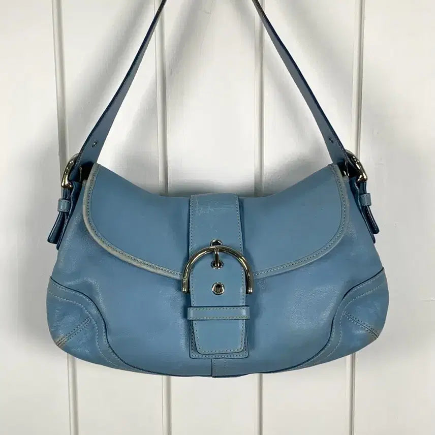 [BUNJANG] Coach Sky Blue Buckle Shoulder Bag / SALE 희귀 Coach 스카이 블루 버클 숄더백
