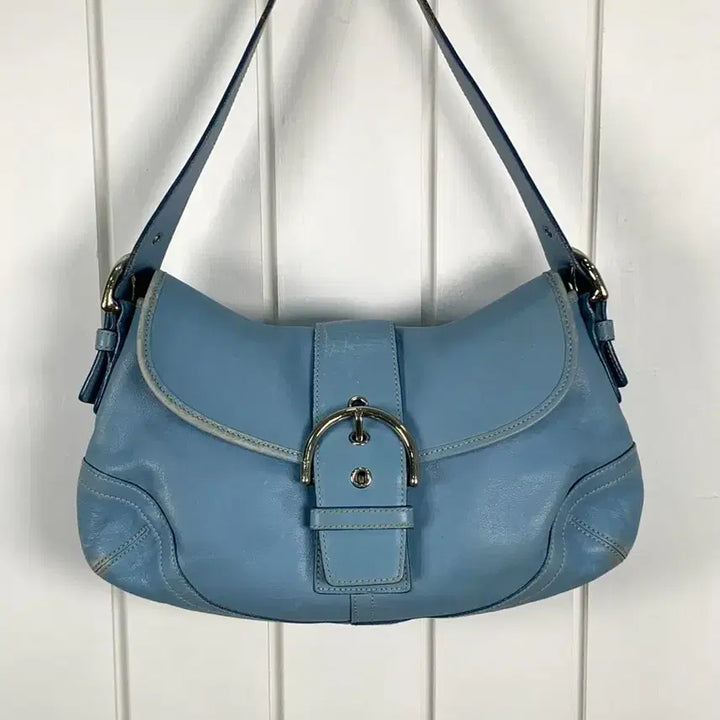 [BUNJANG] Coach Sky Blue Buckle Shoulder Bag / SALE 희귀 Coach 스카이 블루 버클 숄더백