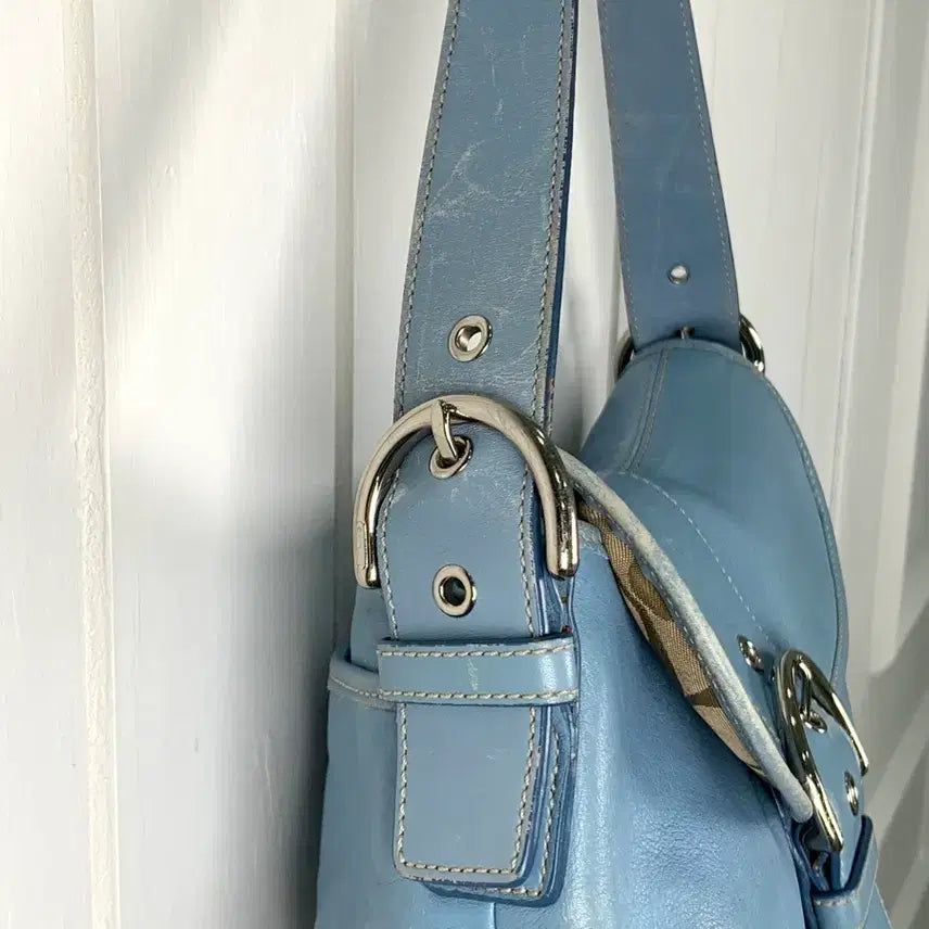 [BUNJANG] Coach Sky Blue Buckle Shoulder Bag / SALE 희귀 Coach 스카이 블루 버클 숄더백
