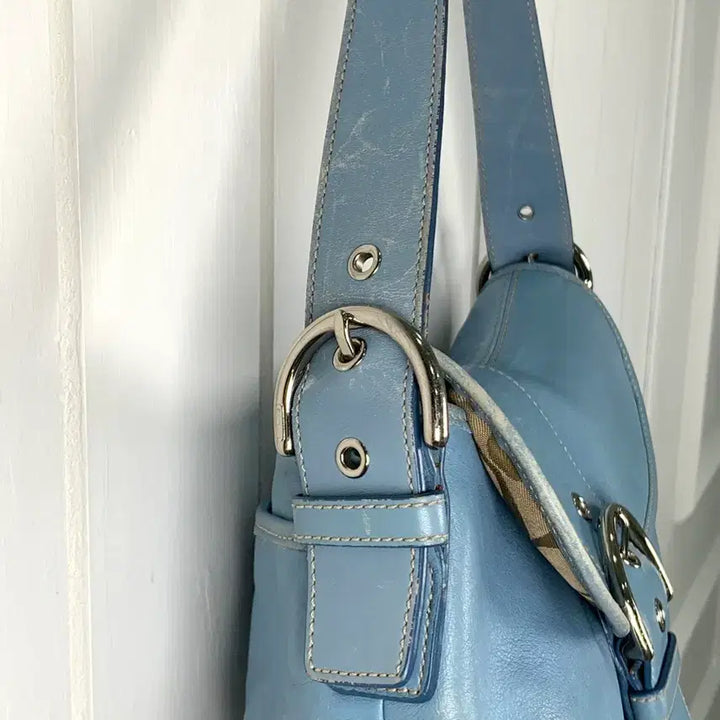 [BUNJANG] Coach Sky Blue Buckle Shoulder Bag / SALE 희귀 Coach 스카이 블루 버클 숄더백