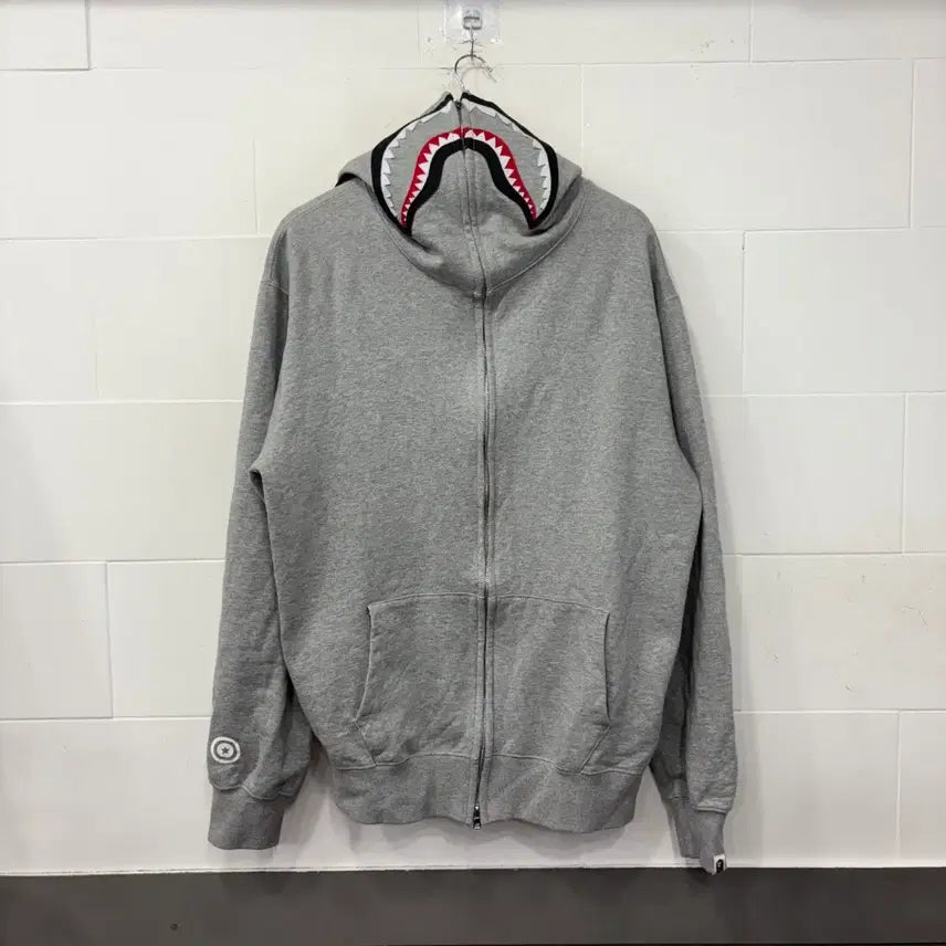 [BUNJANG] BAPE Shark Full Zip Hoodie Grey / 베이프 샤크 후드집업 그레이