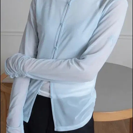 [BUNJANG] Woohwa Wrinkle Mesh Cardigan / 우화 링클 메쉬 가디건 wrinkle mesh cardigan