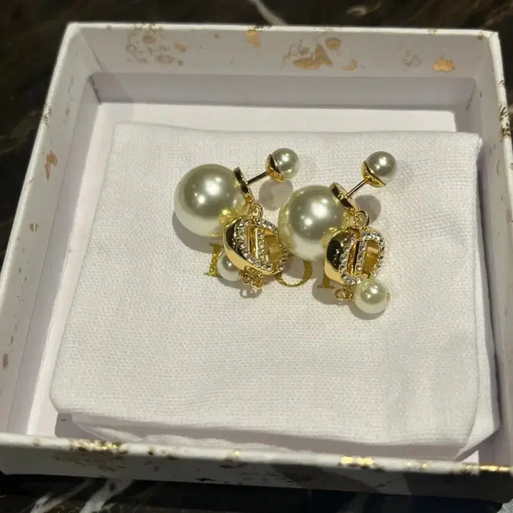 [BUNJANG] Dior Tribal Pearl CD Earrings / 디올 트라이벌 진주 CD 귀걸이