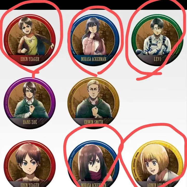 [BUNJANG] Attack on Titan Ichiban Kuji C Prize Can Badge Set / 제일복권 진격의거인 g상 캔배지