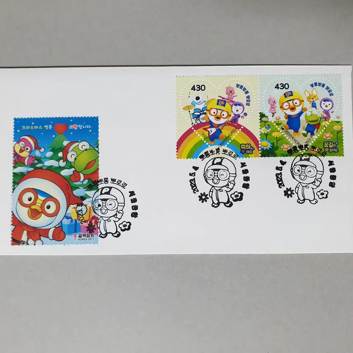 [BUNJANG] Pororo the Little Penguin Stamp First Day Cover / 뽀롱뽀롱 뽀로로 우표 초일봉투/맥시멈/인내장