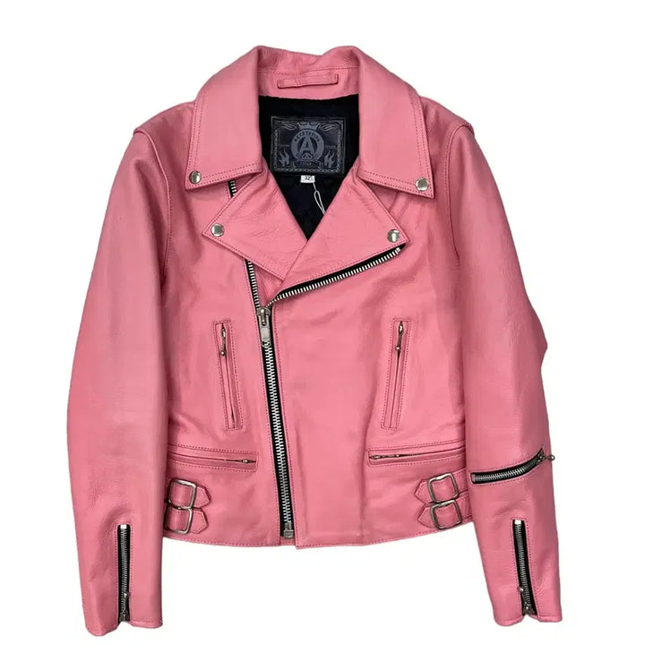 [BUNJANG] KissKarma Vintage Pink Leather Jacket / Vintage Pink Leather Jacket