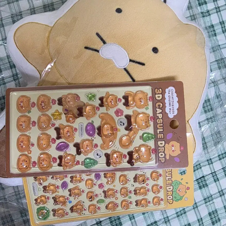 [BUNJANG] Kakao Friends Choonsik Embroidered Cushion + Capsule Sticker Set / 도로춘식 춘식이 자수쿠션+ 캡슐 스티커