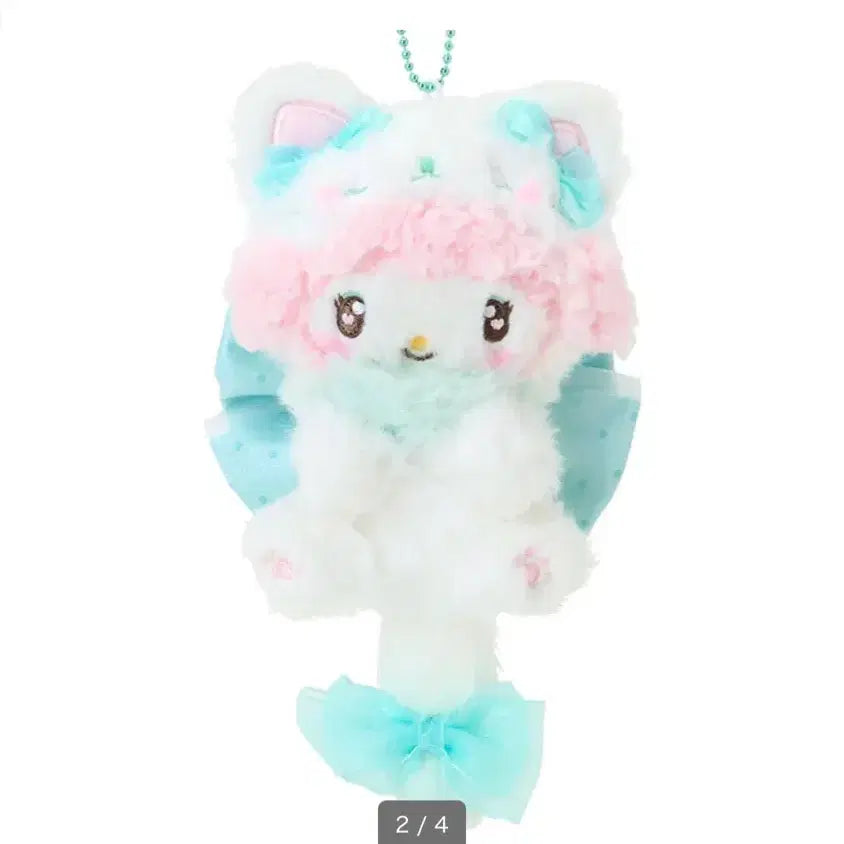 [BUNJANG] Sanrio Milkyconeco Ribbon Cat Plush Keychain / 일본 산리오 밀키코네코 리본 고양이 인형 키링