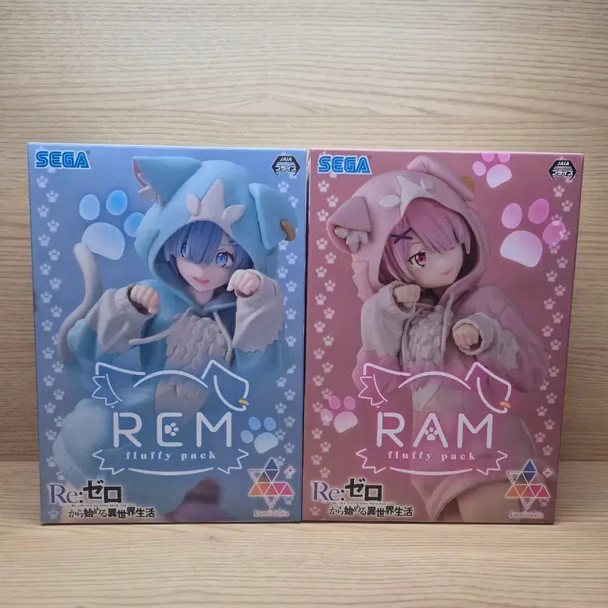 [BUNJANG] SEGA Re:Zero Rem Ram LuminaStar Fluffy Hoodie Figure / 세가 리제로 렘 람 루미나스타 모후모후 피규어