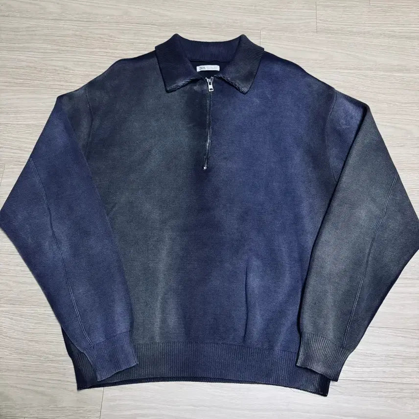 [BUNJANG] ZARA Washed Structure Knit Polo Shirt Purple / [L]자라 워시드 스트럭쳐 니트 폴로셔츠 보라