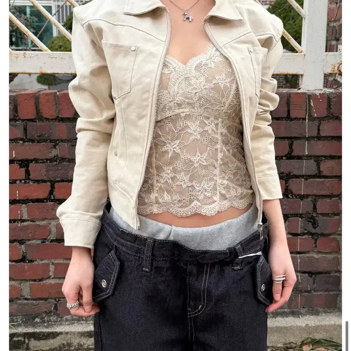 [BUNJANG] Valentino Garavani Rockstud Pocket Cotton Jacket Beige / 락스터드 포켓 코튼 자켓 베이지