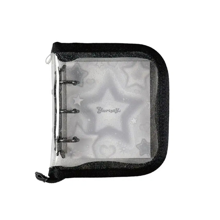 [BUNJANG] Unsealed 3-Ring Black Glitter Zipper Binder / 미개봉 3공 블랙 글리터 지퍼바인더