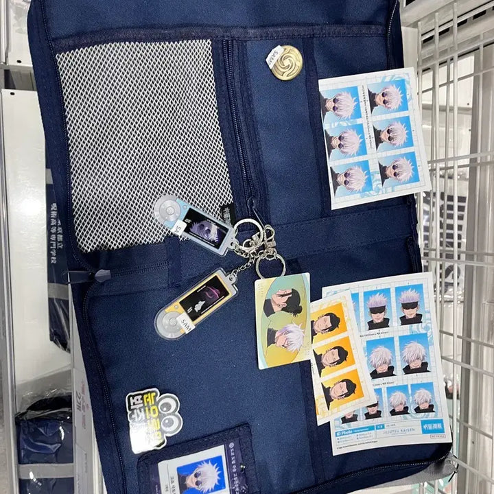 [BUNJANG] Jujutsu Kaisen Classic School Uniform Design Pouch and Button Metal Badge Set / 주술회전 팝업 멀티 파우치 단추 메탈 뱃지 세트