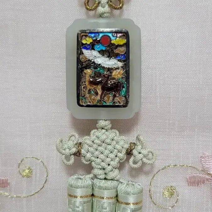 [BUNJANG] Vintage Natural Jade Shi-jang-saeng Chilbo (Cloisonné) Norigae / 빈티지 천연옥,십장생 칠보공예 노리개 / 45년( 소장용 )가격내림