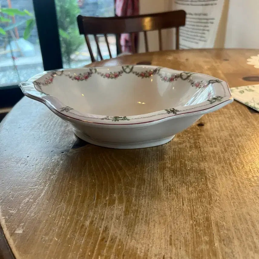 [BUNJANG] French Vintage Flower Garland Oval Bowl / 프랑스 빈티지 플라워 갈란드 오벌볼